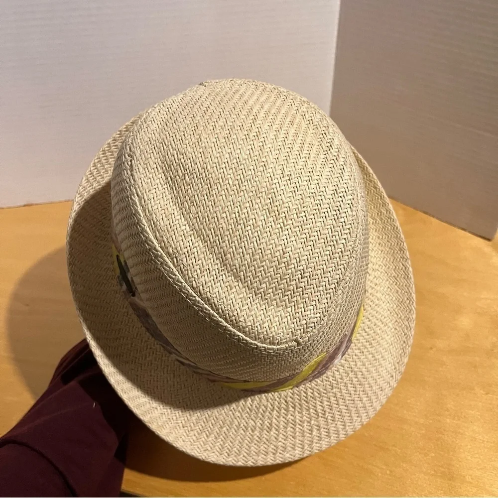 Original Panama Jack Fedora Paper Hat Straw Look Natural Woven Women’s One Size